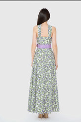 Floral Patterned Belted Long Dress